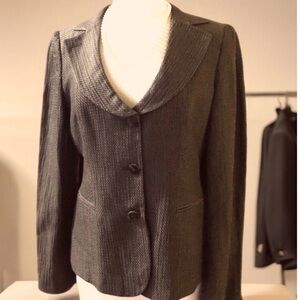 Armani Collezioni Brown basketweave Blazer. Made in Italy. Sz 8.